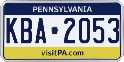 PA license plate KBA2053
