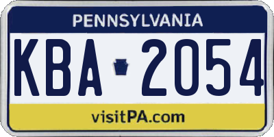 PA license plate KBA2054