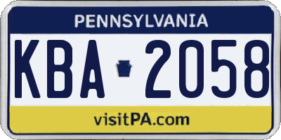 PA license plate KBA2058