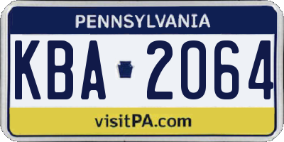 PA license plate KBA2064