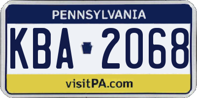 PA license plate KBA2068