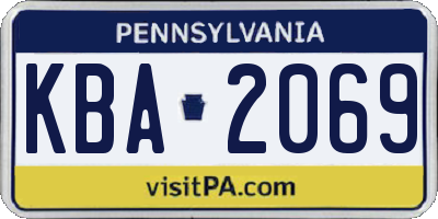 PA license plate KBA2069