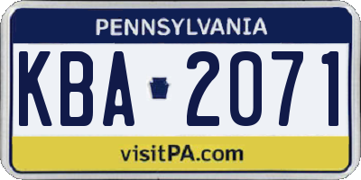 PA license plate KBA2071