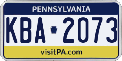 PA license plate KBA2073