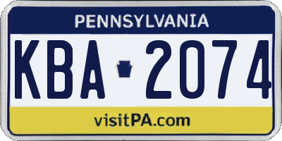 PA license plate KBA2074