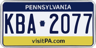 PA license plate KBA2077