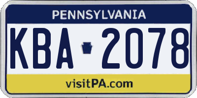 PA license plate KBA2078