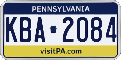 PA license plate KBA2084