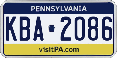 PA license plate KBA2086