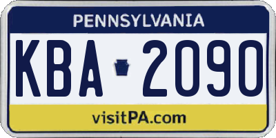 PA license plate KBA2090