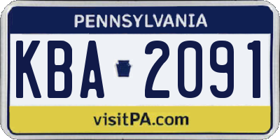 PA license plate KBA2091