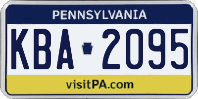PA license plate KBA2095