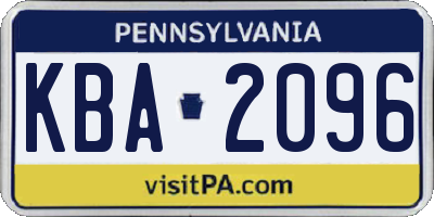 PA license plate KBA2096