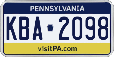 PA license plate KBA2098