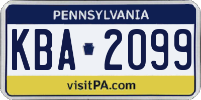 PA license plate KBA2099