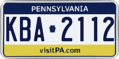 PA license plate KBA2112