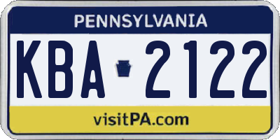 PA license plate KBA2122