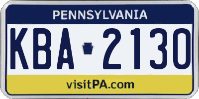 PA license plate KBA2130