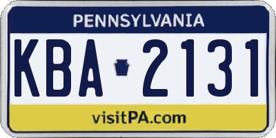 PA license plate KBA2131