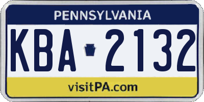 PA license plate KBA2132