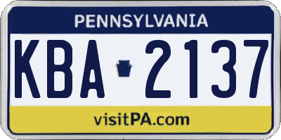 PA license plate KBA2137
