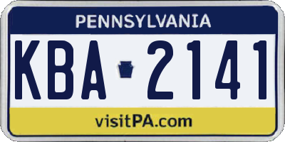 PA license plate KBA2141