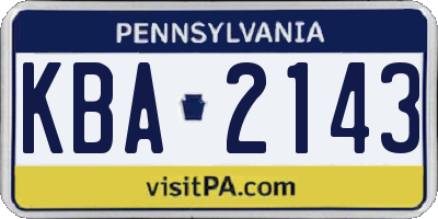PA license plate KBA2143