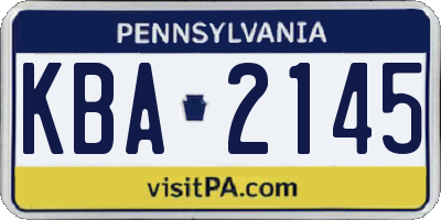 PA license plate KBA2145