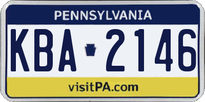 PA license plate KBA2146