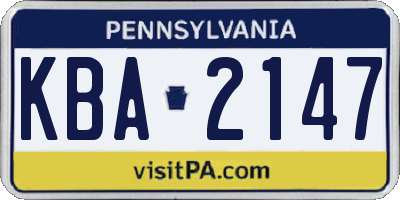 PA license plate KBA2147
