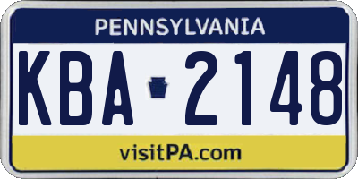 PA license plate KBA2148