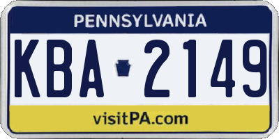 PA license plate KBA2149