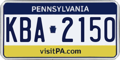 PA license plate KBA2150