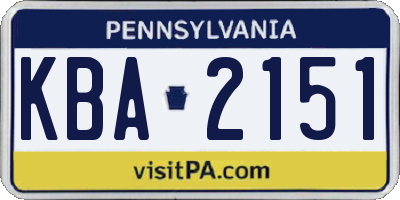 PA license plate KBA2151