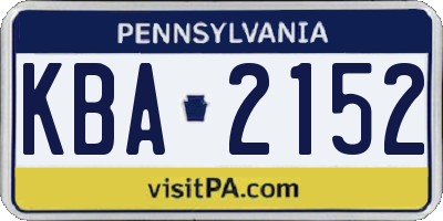 PA license plate KBA2152