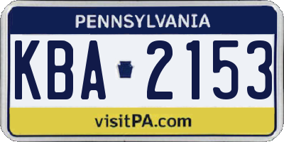 PA license plate KBA2153