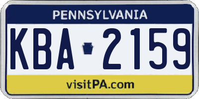 PA license plate KBA2159