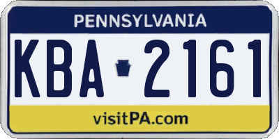 PA license plate KBA2161