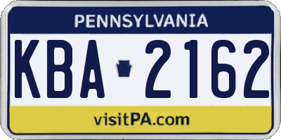 PA license plate KBA2162