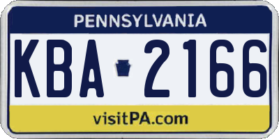 PA license plate KBA2166