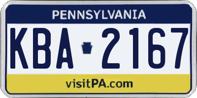 PA license plate KBA2167