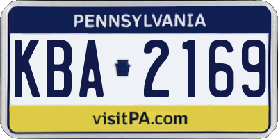 PA license plate KBA2169