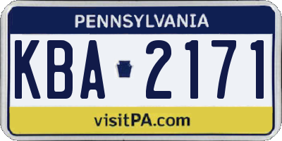 PA license plate KBA2171