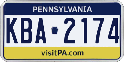 PA license plate KBA2174