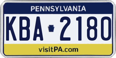 PA license plate KBA2180