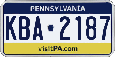 PA license plate KBA2187
