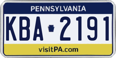 PA license plate KBA2191