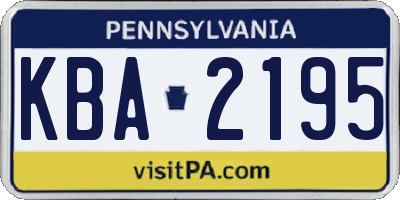 PA license plate KBA2195