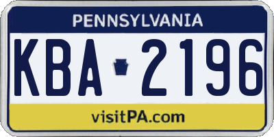PA license plate KBA2196