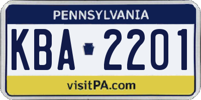 PA license plate KBA2201